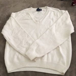 All White V-Neck Sweater